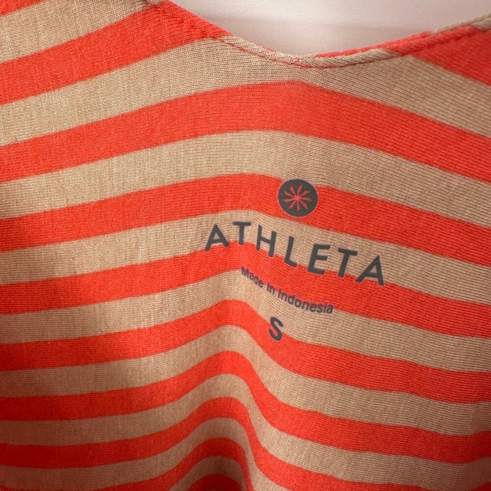 ATHLETA Santorini Striped Stretch Jersey V Neck Dress // S - Picture 3 of 7